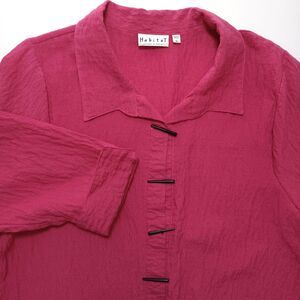 Habitat Clothes to Live In‎ XL Pink Textured Long Sleeve Button Up Casual Top